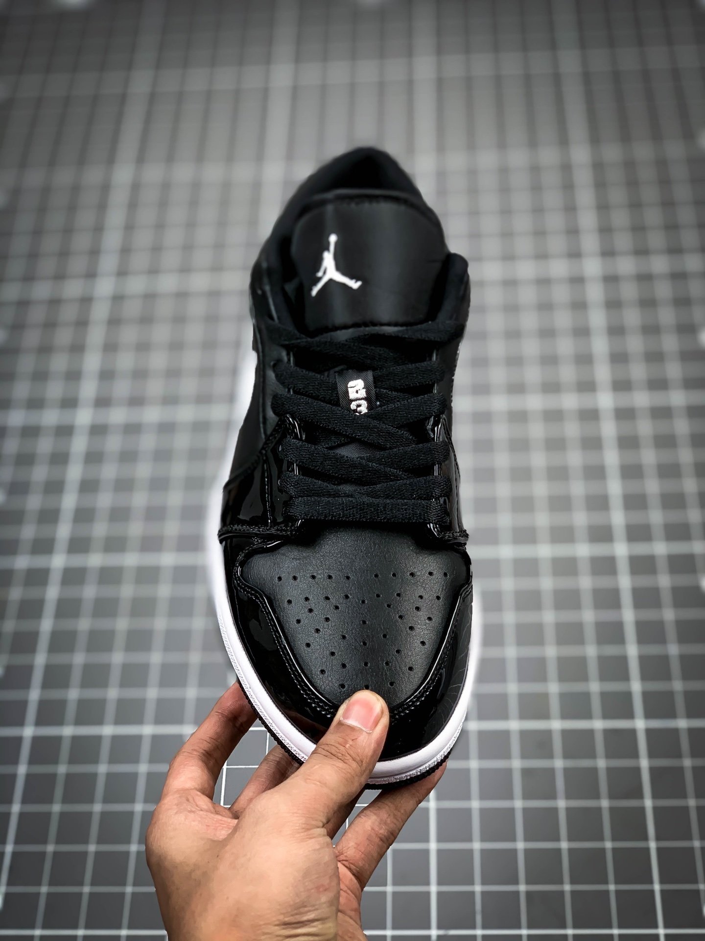 Air Jordan 1 Low Black Patent Black/White-Whit 3