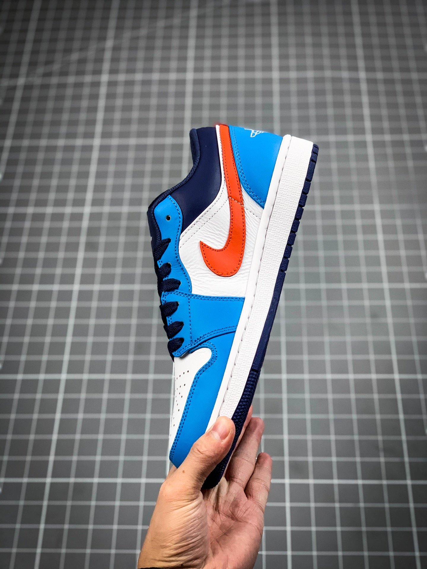 Air Jordan 1 Low Navy Blue/Blue/Orange-White 3