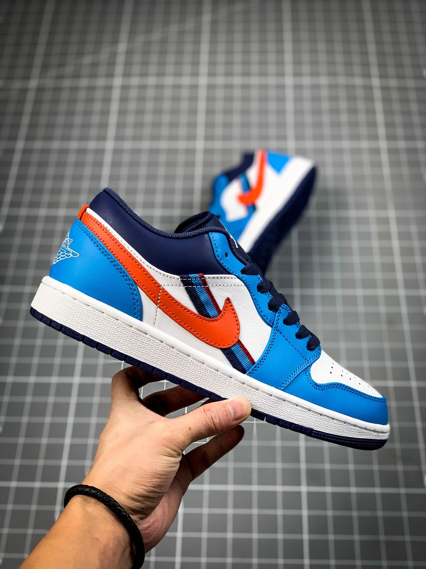 Air Jordan 1 Low Navy Blue/Blue/Orange-White 7