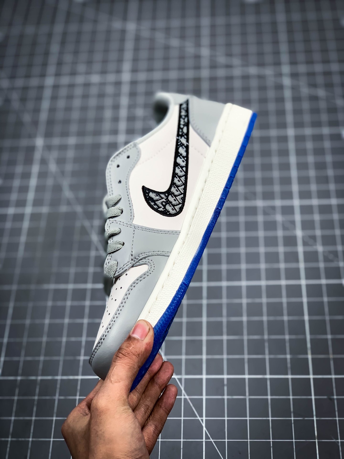 2020 Di*Or X Air Jordan 1 Low Grey/White-Black 13