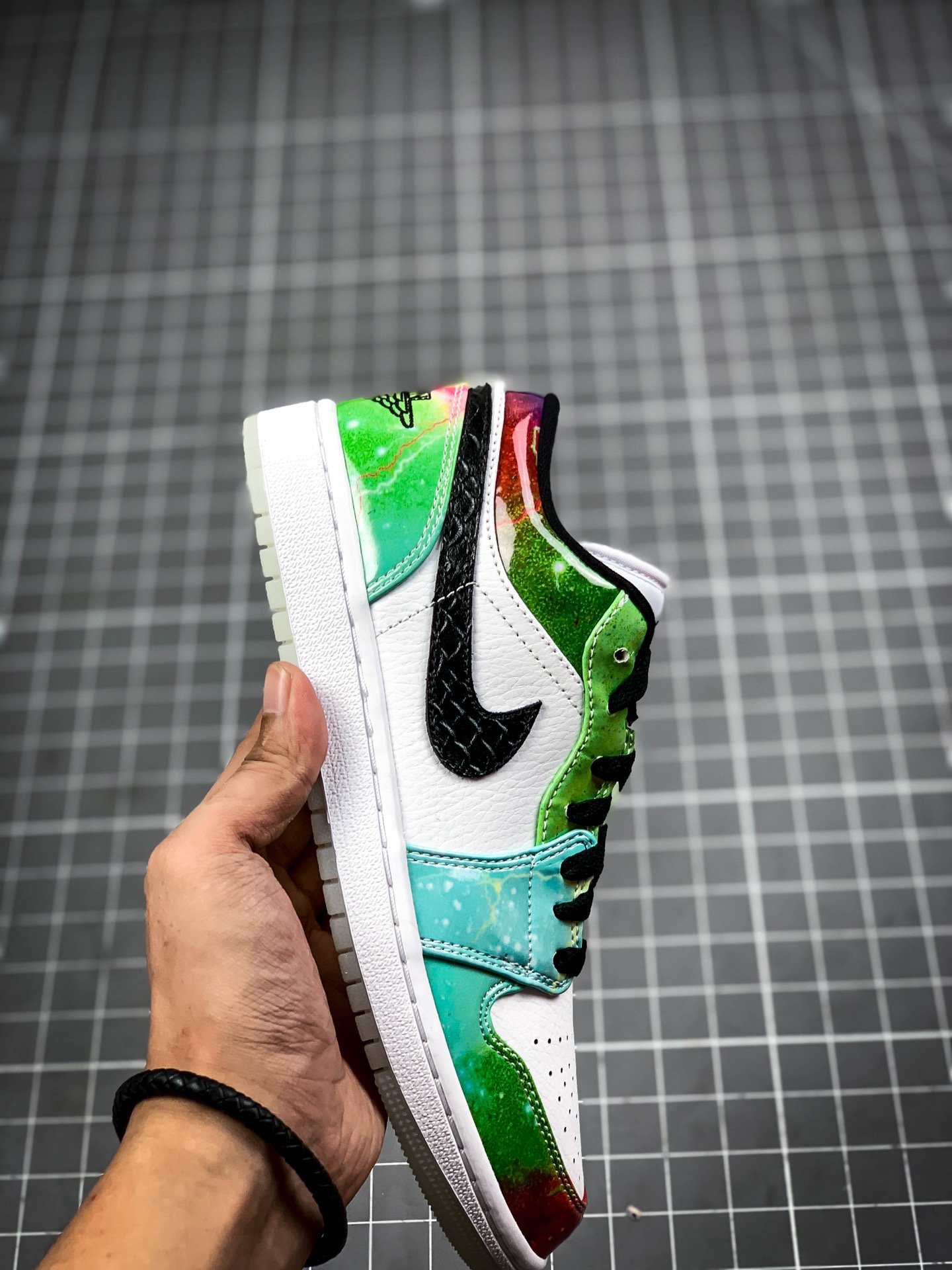 Air Jordan 1 Low White/Green/Multi-Color 9