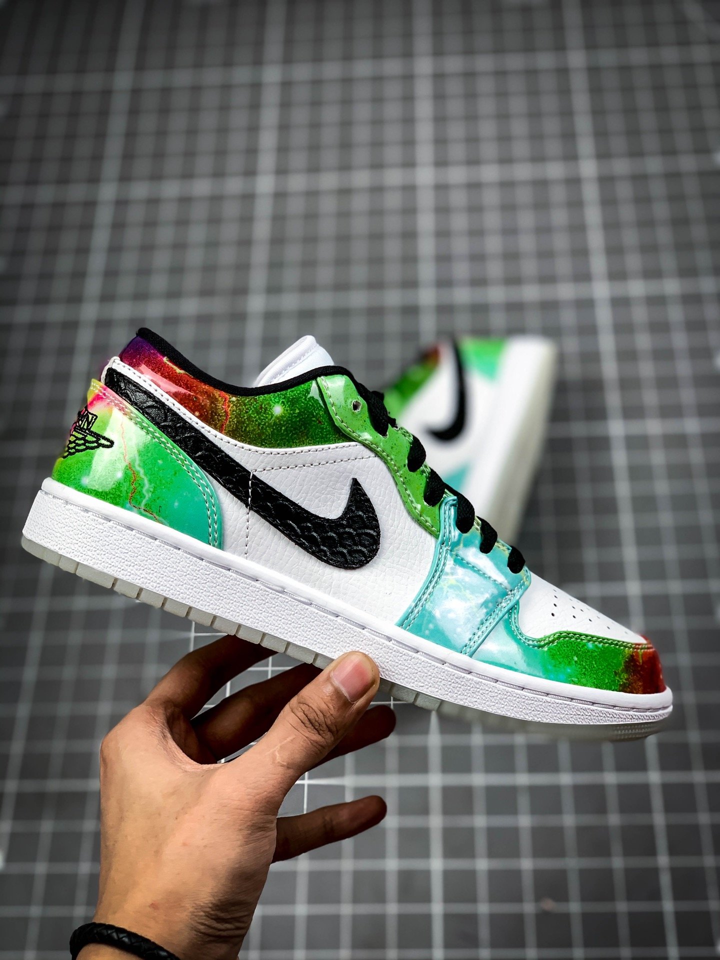 Air Jordan 1 Low White/Green/Multi-Color 11