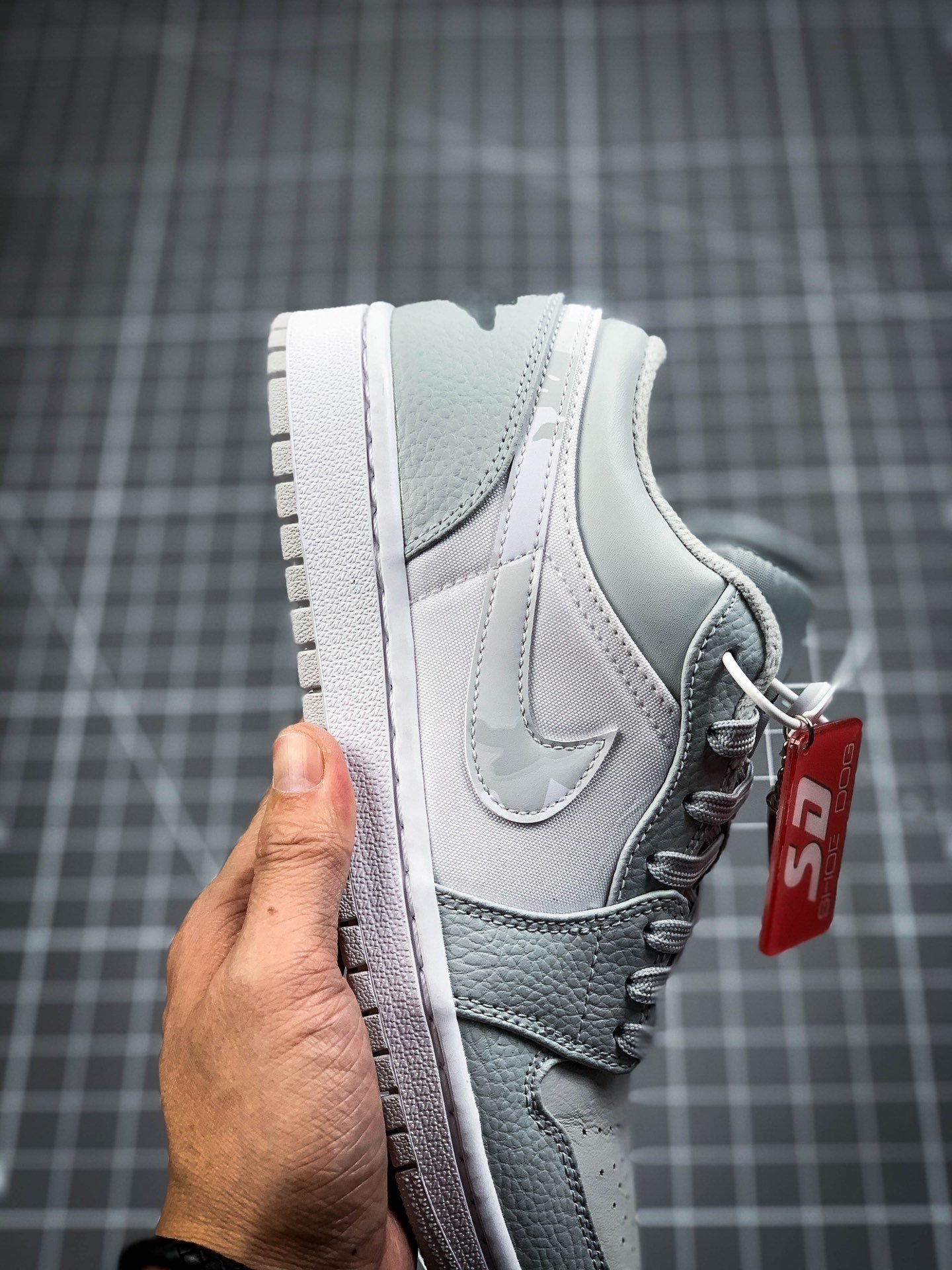 Air Jordan 1 Low White/Sky Grey-Football Grey 3