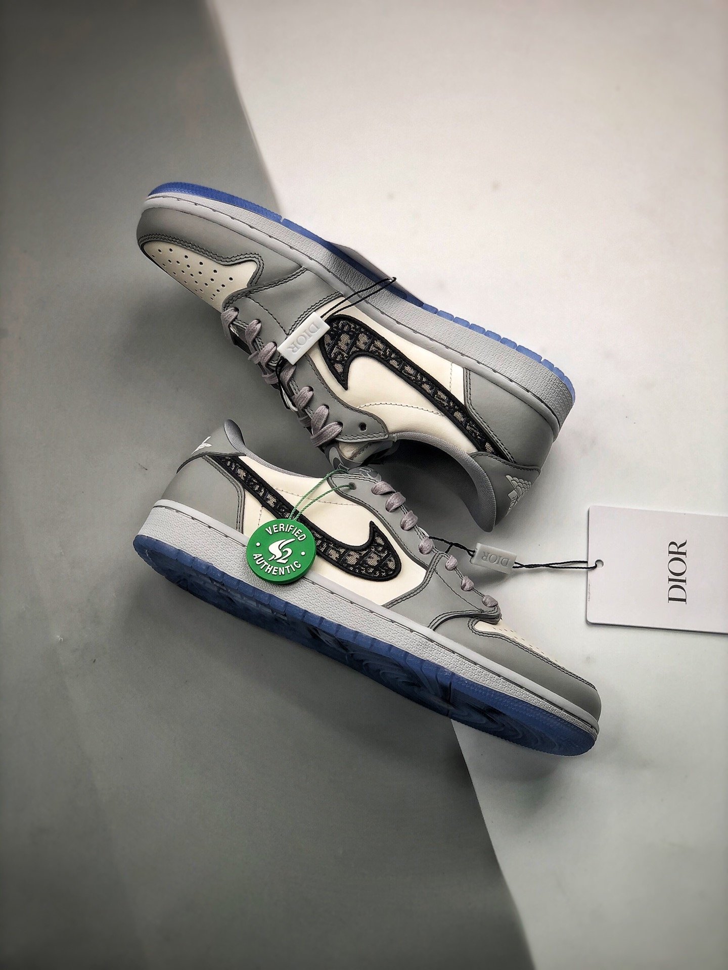 Di*Or X Air Jordan 1 Low Grey/White-Black 3