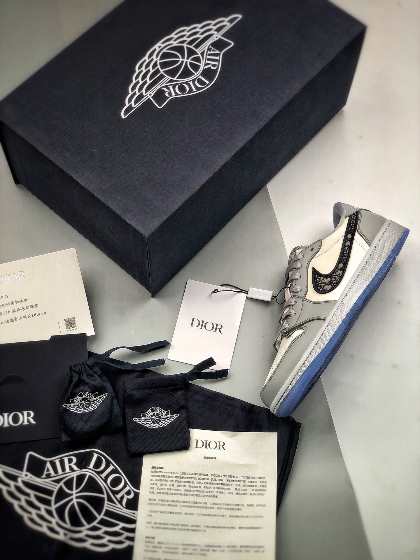 Di*Or X Air Jordan 1 Low Grey/White-Black 17