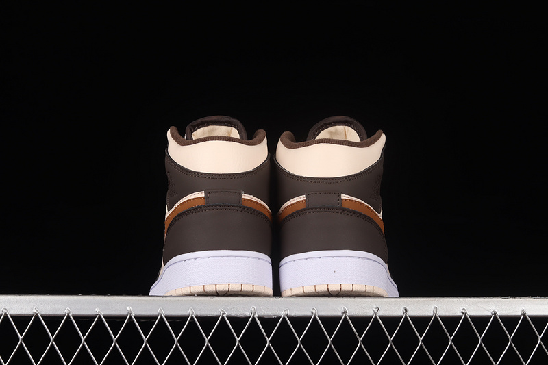 Air Jordan 1 Mid Cream/Dark Chocolate-Brown 3