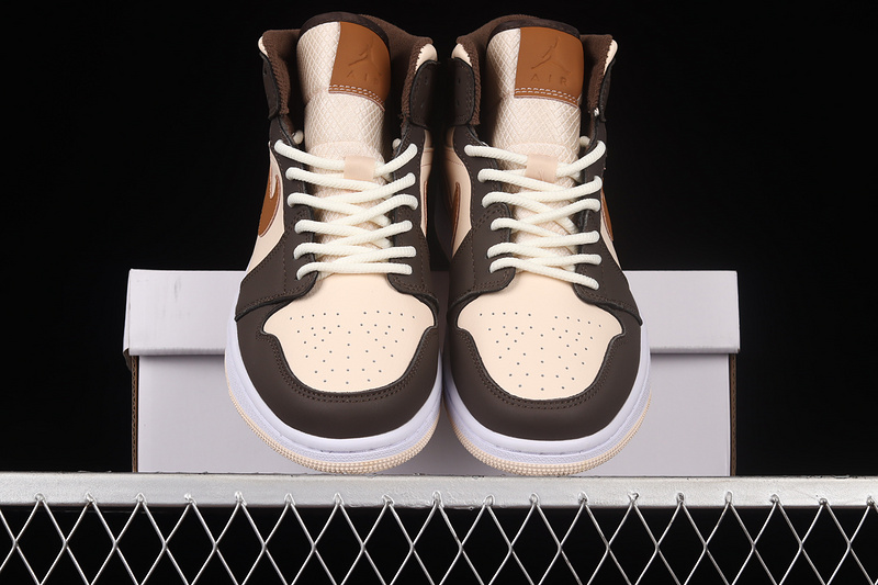 Air Jordan 1 Mid Cream/Dark Chocolate-Brown 7