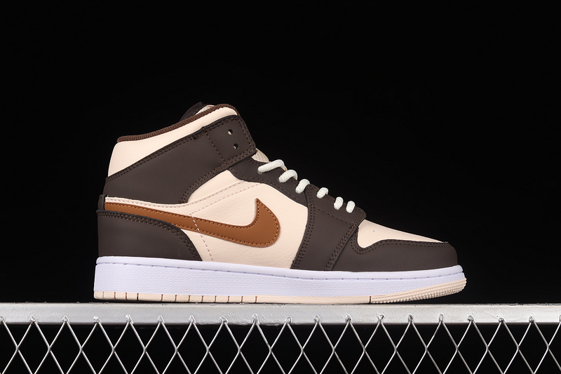 Air Jordan 1 Mid Cream/Dark Chocolate-Brown 23