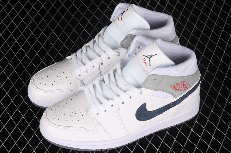 Air Jordan 1 Mid Paris White/University Red/Stealth/Midnight Navy 3