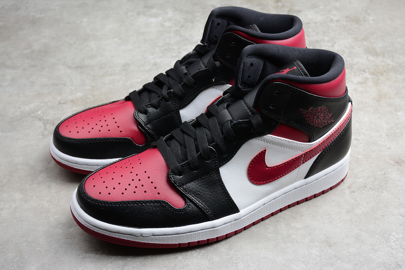 Air Jordan 1 Mid Bred Toe Black/Red/White 11