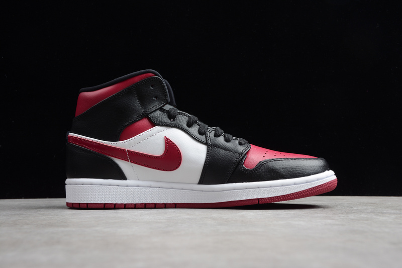 Air Jordan 1 Mid Bred Toe Black/Red/White 17