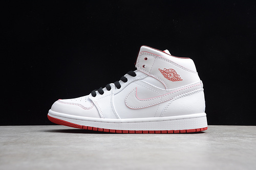 Gz Air Jordan 1 Mid White/Gym Red-Black 27