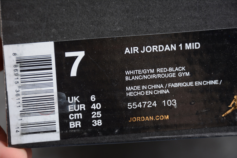 Gz Air Jordan 1 Mid White/Gym Red-Black 31