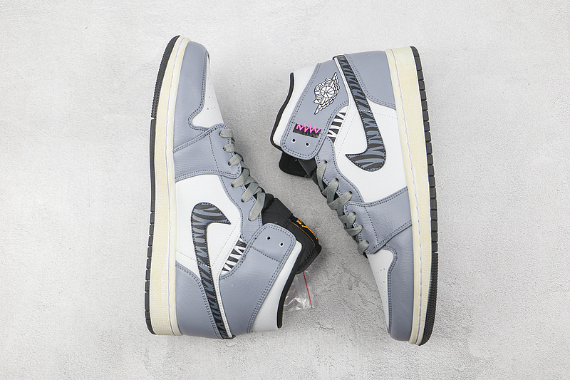 Air Jordan 1 Mid Cny White/Black/Light Grey 3