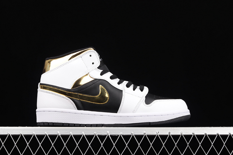 Air Jordan 1 Mid Se White/Black/Gold 25