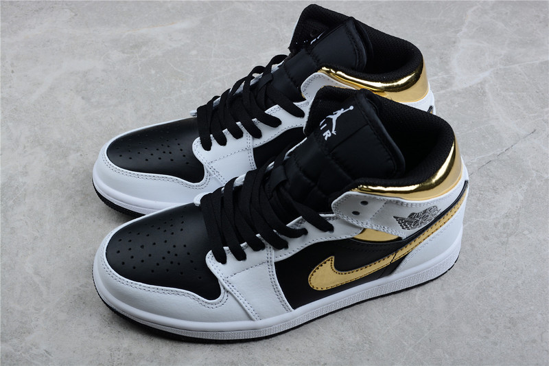 Air Jordan 1 Mid White/Black-Metallic Gold 5