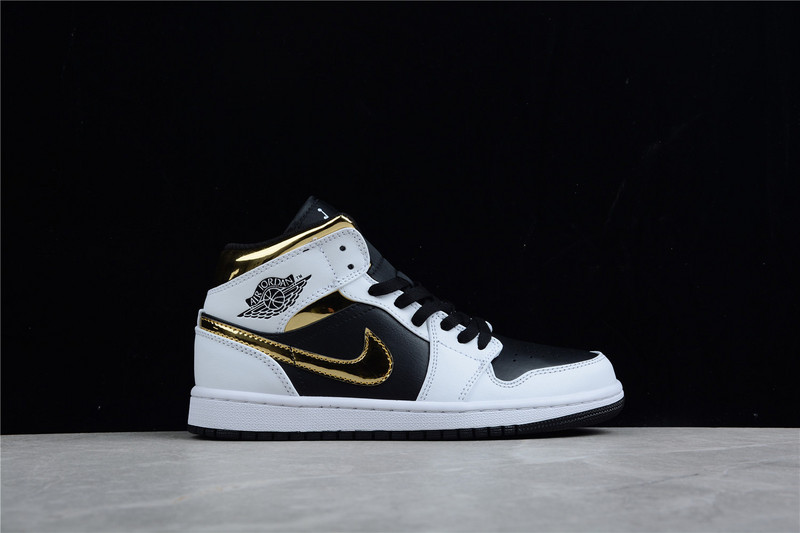 Air Jordan 1 Mid White/Black-Metallic Gold 13