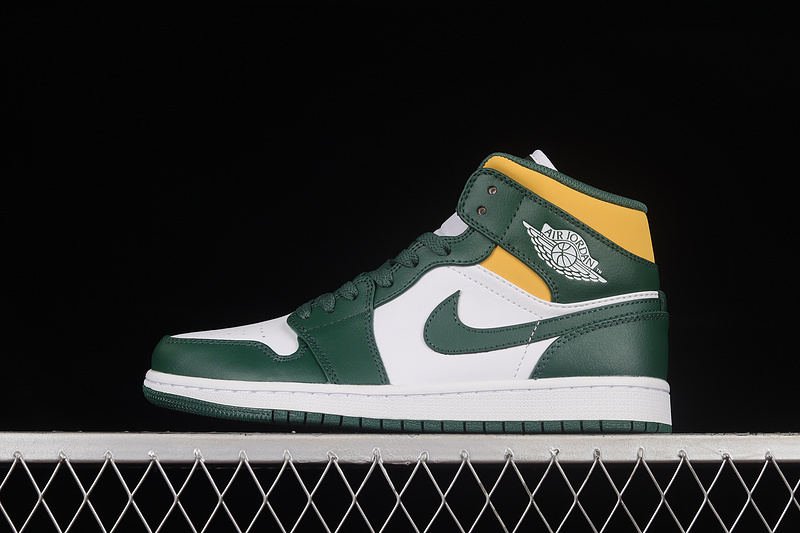 Air Jordan 1 Mid Green/Yellow/White 3