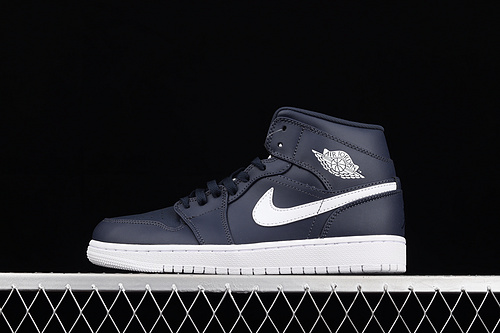 Air Jordan 1 Retro Mid Obsidian/White-White 13