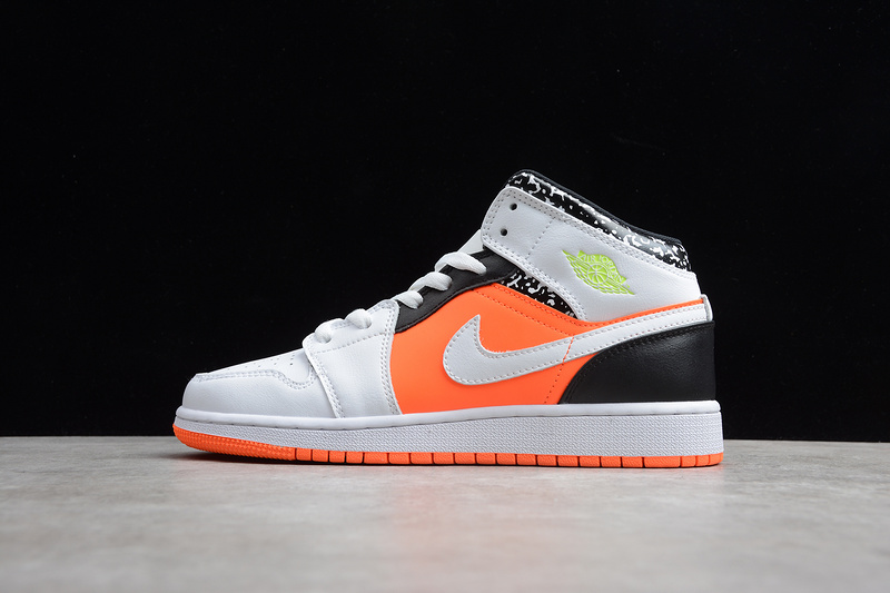 Air Jordan 1 Mid Composition Notebook White/Orange/Black 3