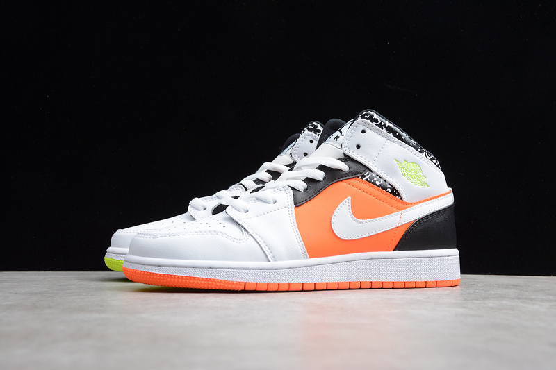 Air Jordan 1 Mid Composition Notebook White/Orange/Black 15