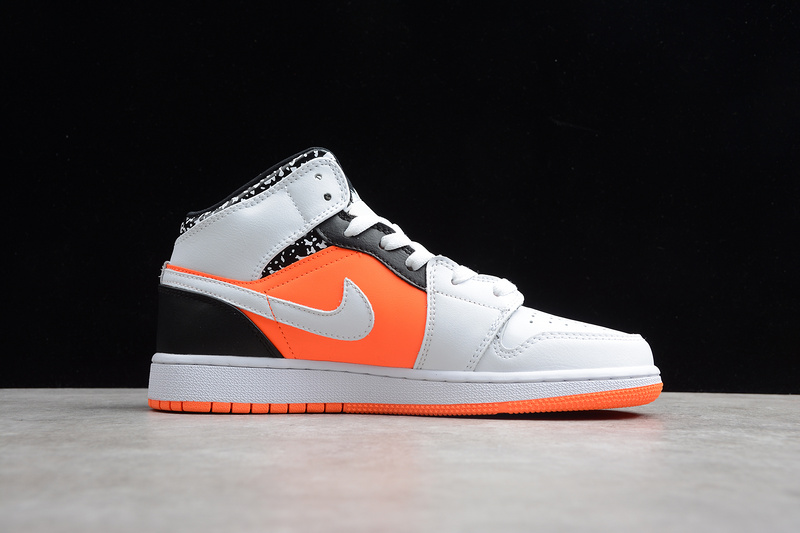 Air Jordan 1 Mid Composition Notebook White/Orange/Black 23