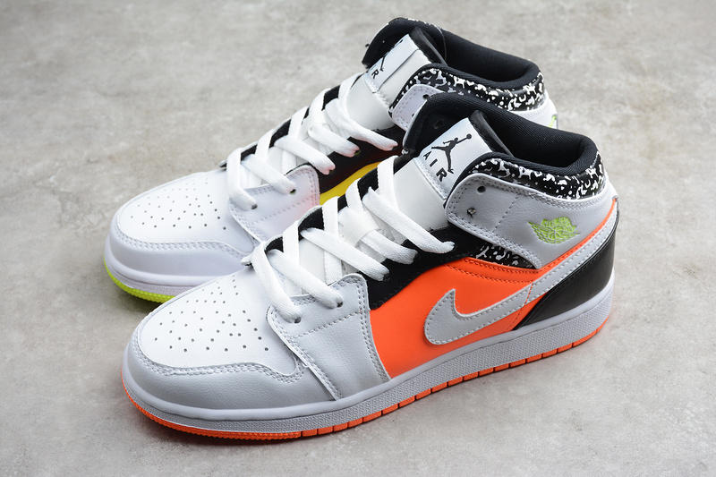 Air Jordan 1 Mid Composition Notebook White/Orange/Black 27