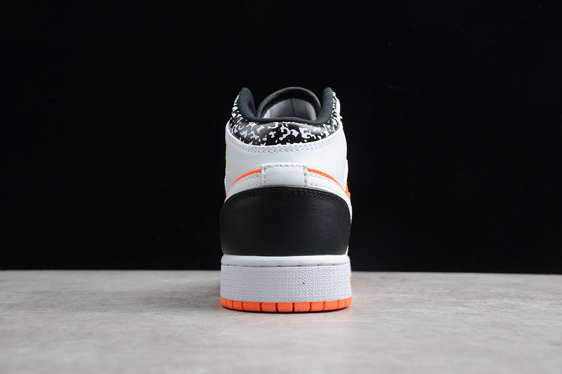 Air Jordan 1 Mid Composition Notebook White/Orange/Black 35