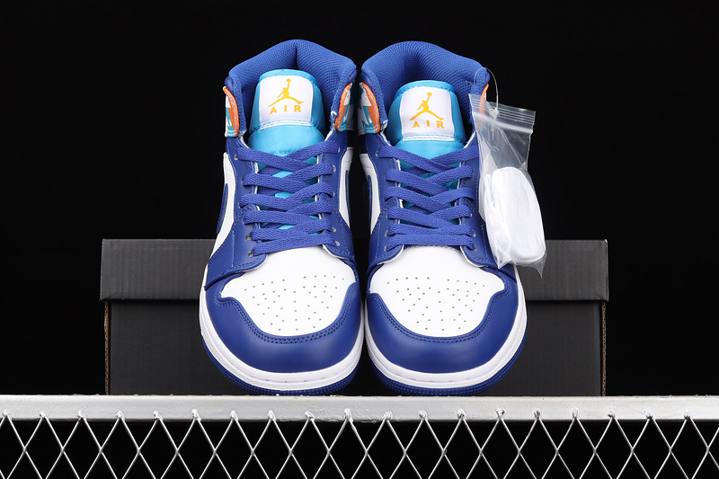 Air Jordan 1 Mid Gs Geometric Pint White/White/Concord/Chlorine Blue 7