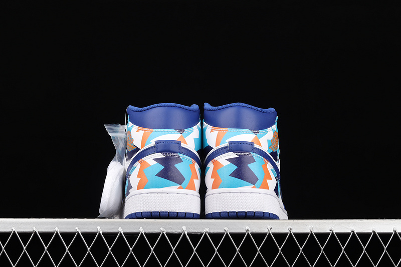 Air Jordan 1 Mid Gs Geometric Pint White/White/Concord/Chlorine Blue 29