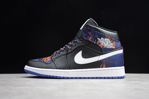 Gz Air Jordan 1 Mid Tiger Stripe Black/White-Rush Violet 19