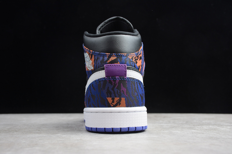 Gz Air Jordan 1 Mid Tiger Stripe Black/White-Rush Violet 23