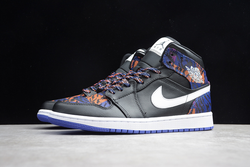 Gz Air Jordan 1 Mid Tiger Stripe Black/White-Rush Violet 25