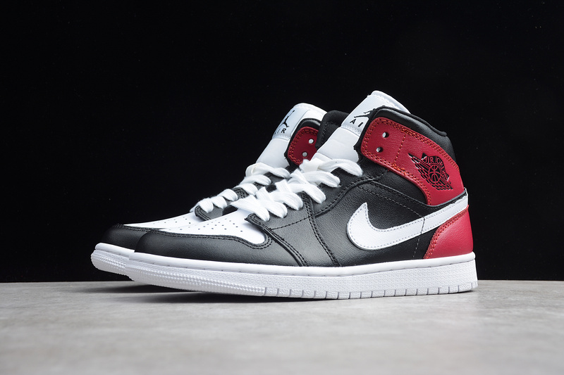 Gz Air Jordan 1 Mid Black/White/Noble Red 7