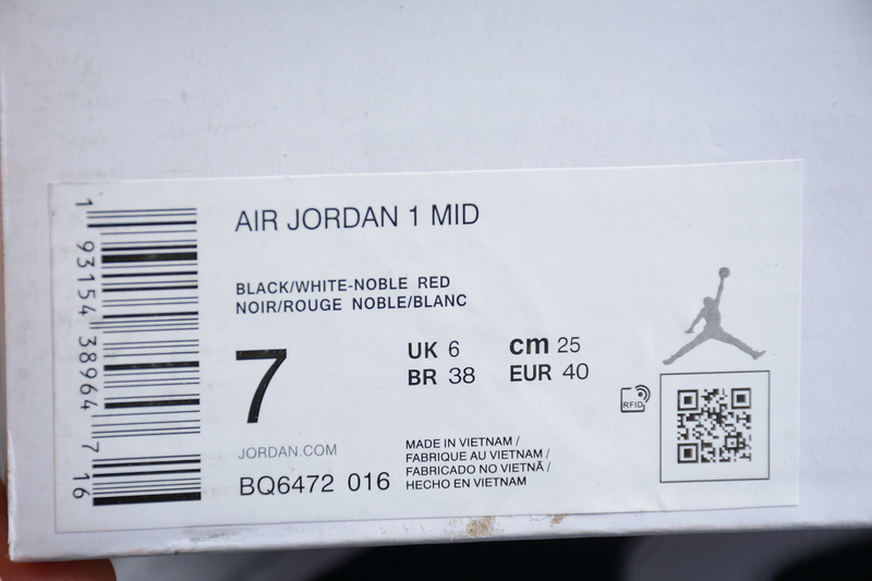 Gz Air Jordan 1 Mid Black/White/Noble Red 9