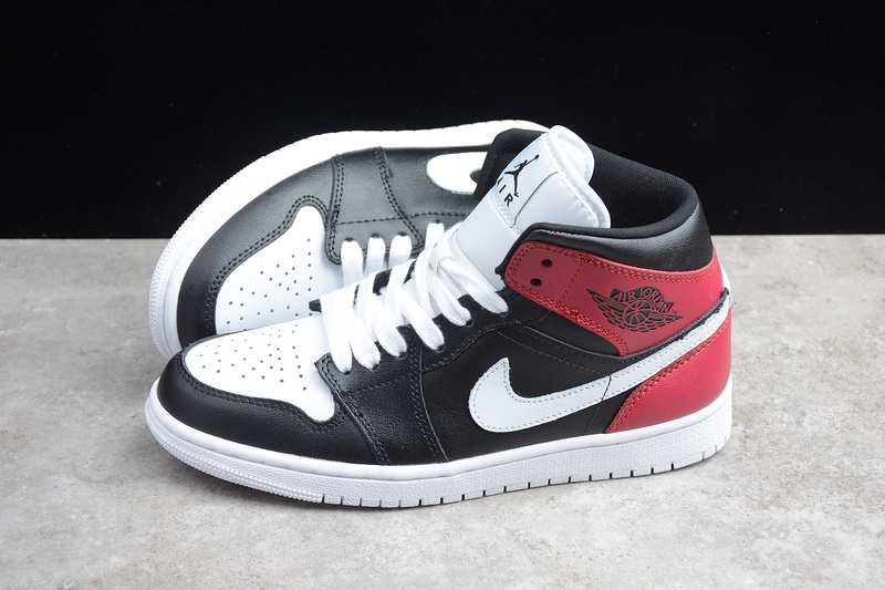 Gz Air Jordan 1 Mid Black/White/Noble Red 29