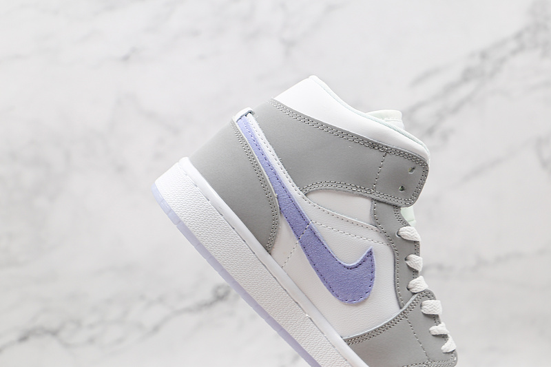 Air Jordan 1 Mid White/Light Grey-Blue 3