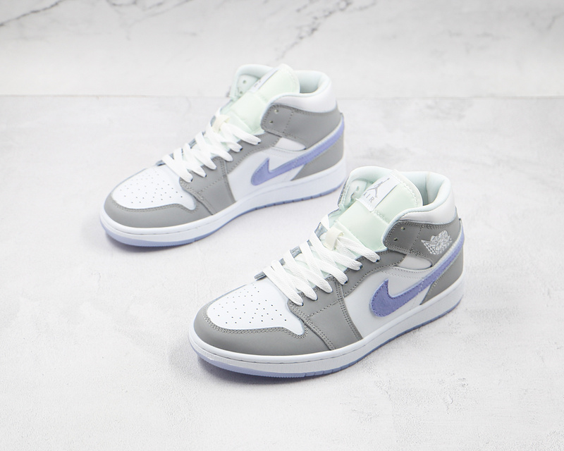 Air Jordan 1 Mid White/Light Grey-Blue 7