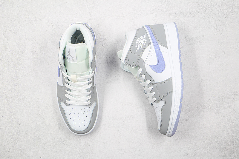 Air Jordan 1 Mid White/Light Grey-Blue 15