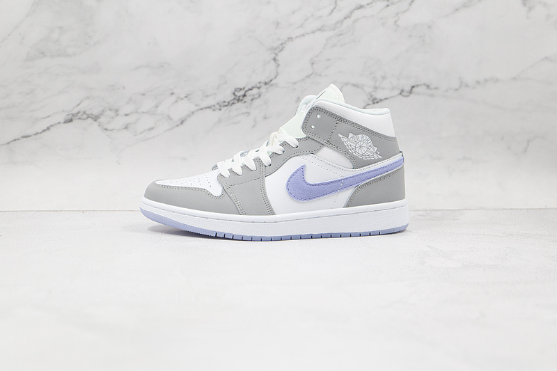 Air Jordan 1 Mid White/Light Grey-Blue 19