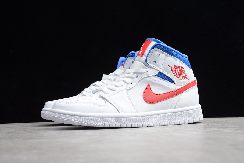 Air Jordan 1 Mid White/University Red-Game Royal 17