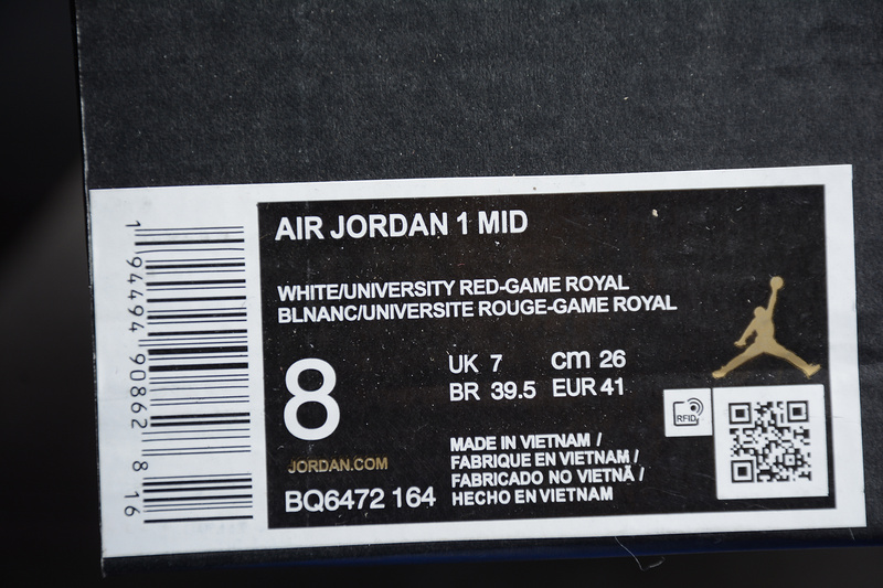 Air Jordan 1 Mid White/University Red-Game Royal 25