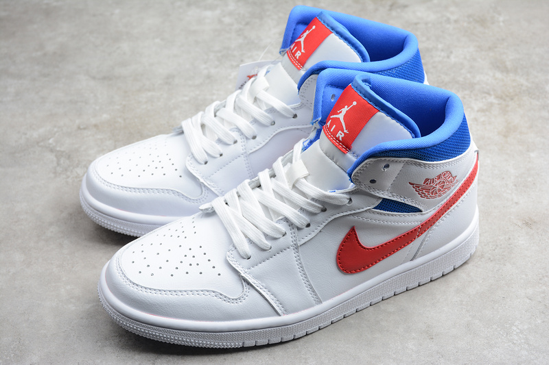 Air Jordan 1 Mid White/University Red-Game Royal 35