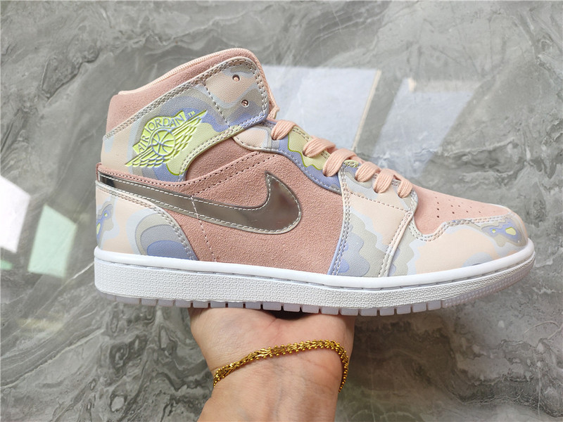 Air Jordan 1 Mid Se P(Her)Spective Washed Coral/Chrome-Light Whistle 11