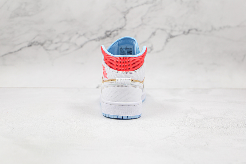 Air Jordan 1 Mid Se Sesame/White/Flash Crimson/Psychic Blue 13