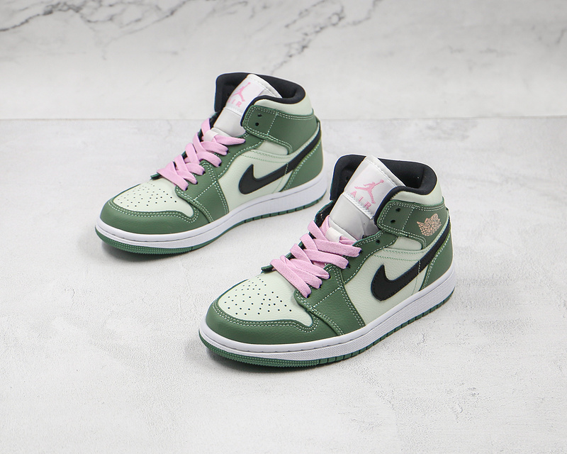 Air Jordan 1 Mid Se Dutch Green/Black/Barely Green/Arctic Pink 9