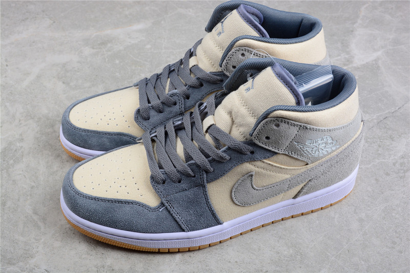 Air Jordan 1 Mid Gs Light Grey/Rice/White 9