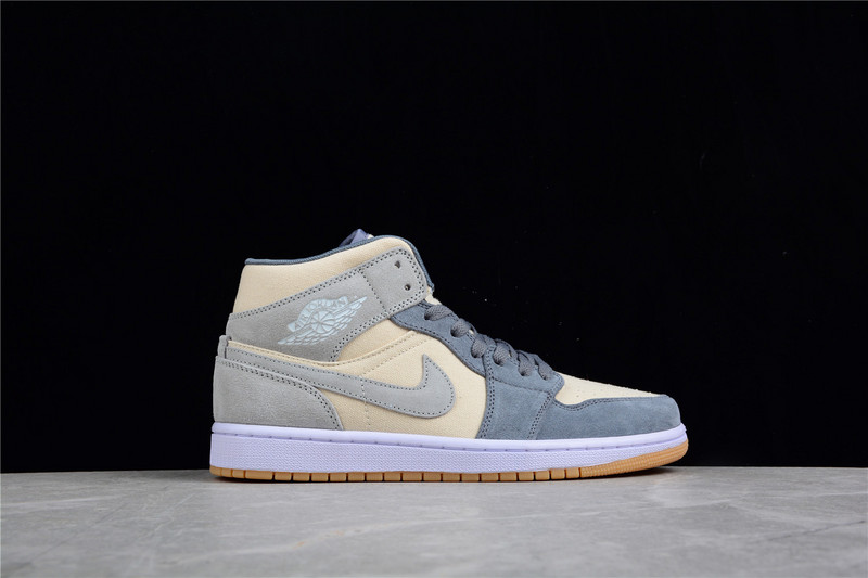 Air Jordan 1 Mid Gs Light Grey/Rice/White 13