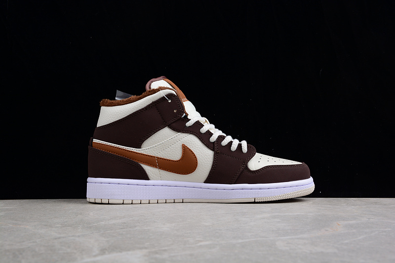 Air Jordan 1 Mid Cream White/Dark Chocolate/Brown 11