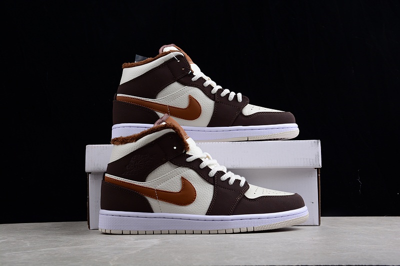 Air Jordan 1 Mid Cream White/Dark Chocolate/Brown 25